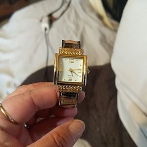 Chic Gold and Brown Square Watch